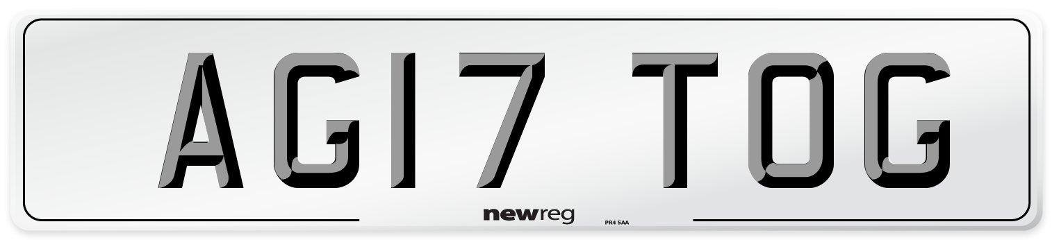 AG17 TOG Number Plate from New Reg
